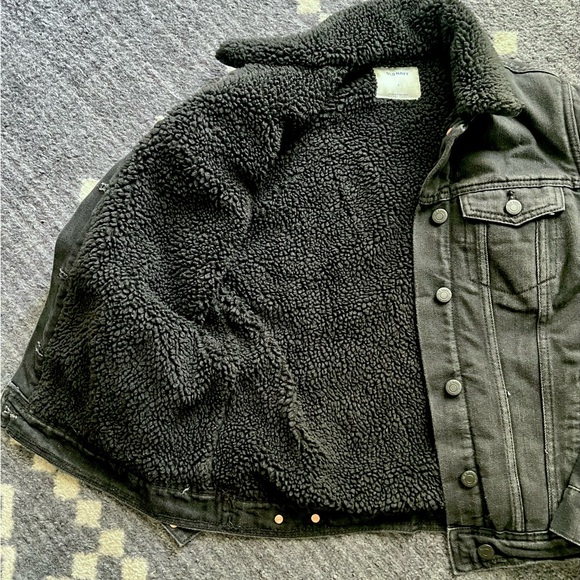 Black Denim Sherpa Jacket sz s - Picture 3 of 4